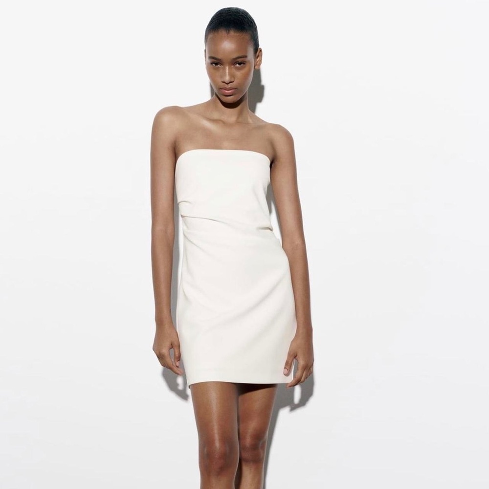 Zara Strapless Cream Dress